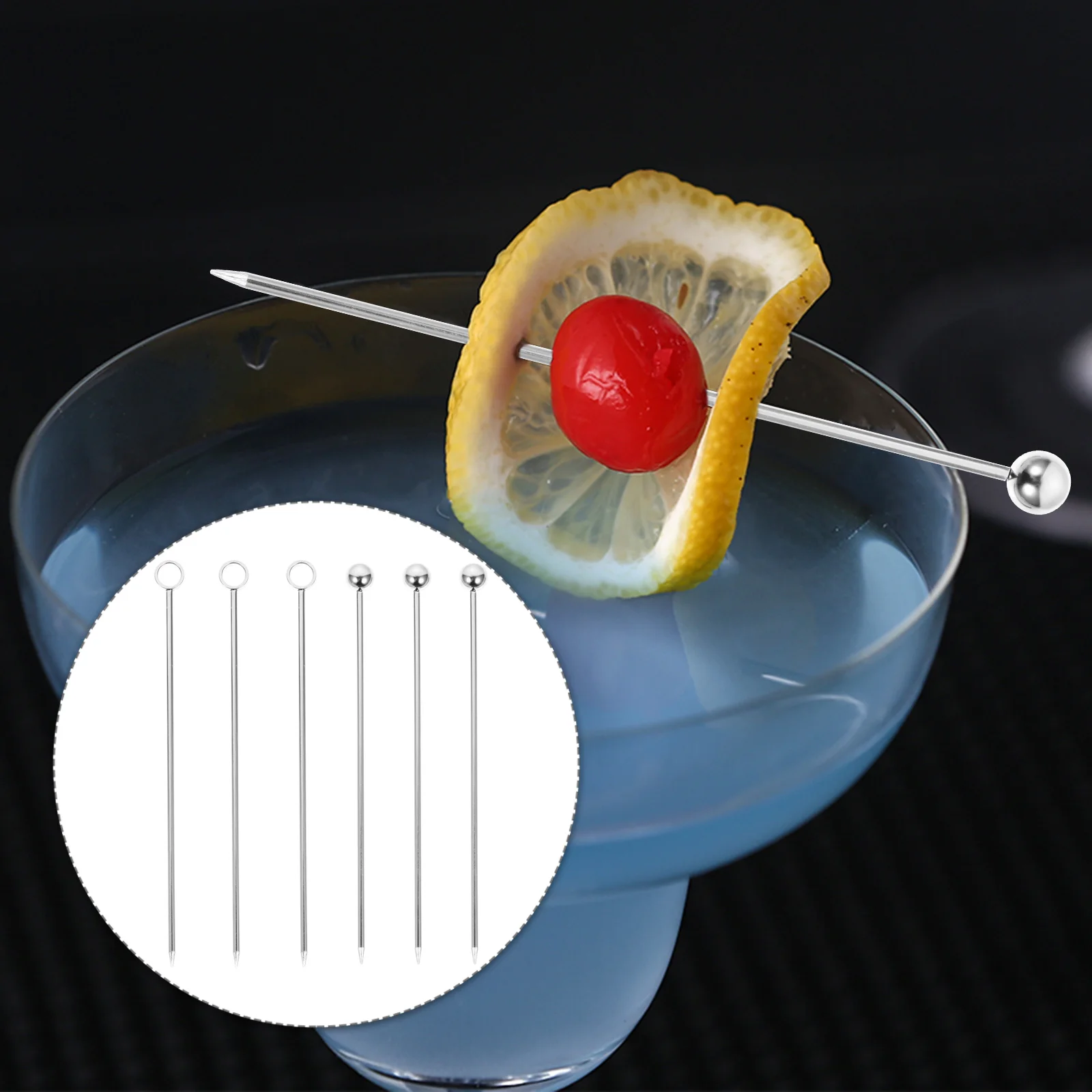 

Stainless Steel Fruit Needle Pick Sticks Cocktail Picks Decorative for Coffee Mixer