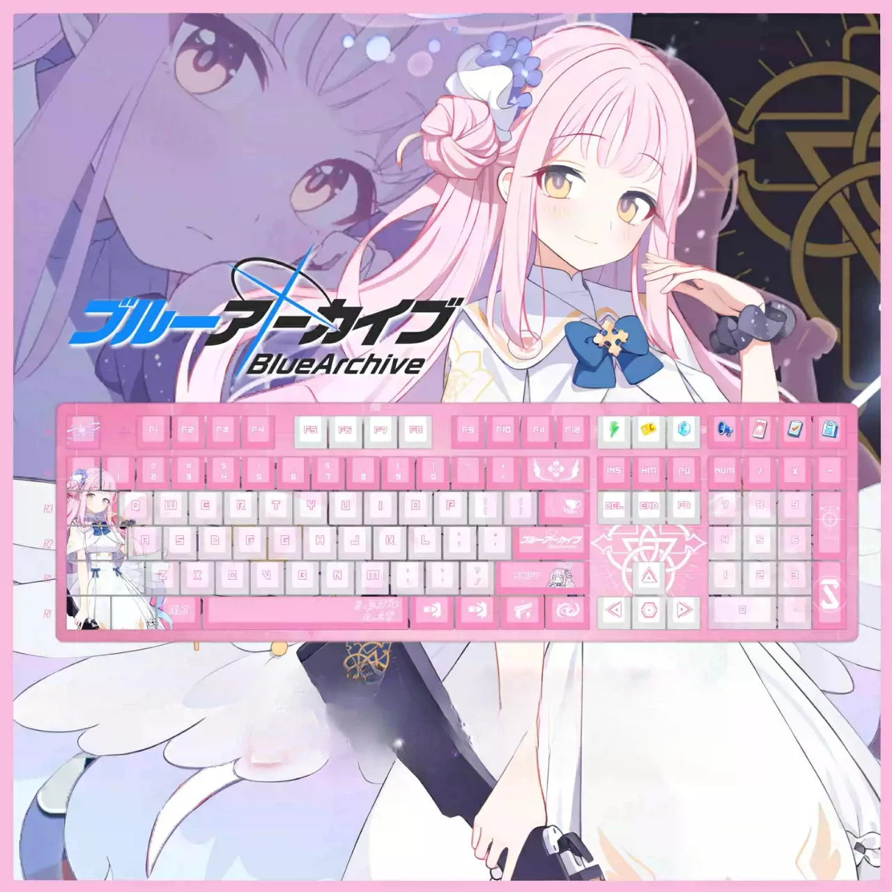 Misono Mika Arquivo Azul Teclado Mecânico Menina Sexy Bonito Perfil Cereja Pbt Chave mx Jogo Personalizado 128 Teclas Set - Imagem 2