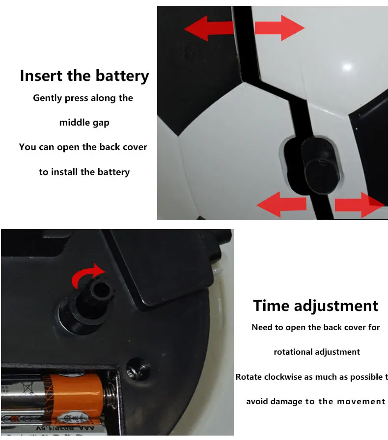 Football Creative Table Clock Simplified Student Silent Alarm Clock Home Desktop Cute Children's Cartoon Fun Time English Clock