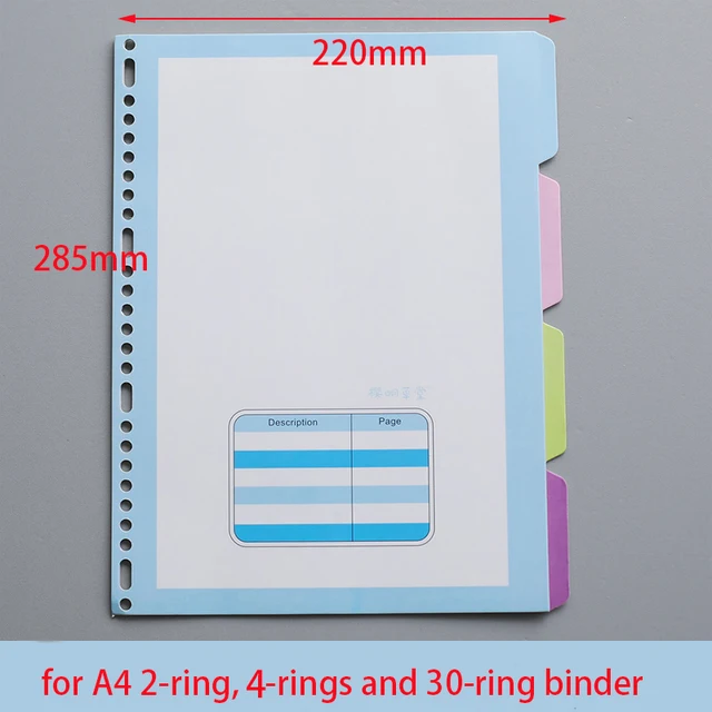 Introducing the 20 26 30 Rings PP Plastic Subject Index Divider for Notebook Refill Papers
