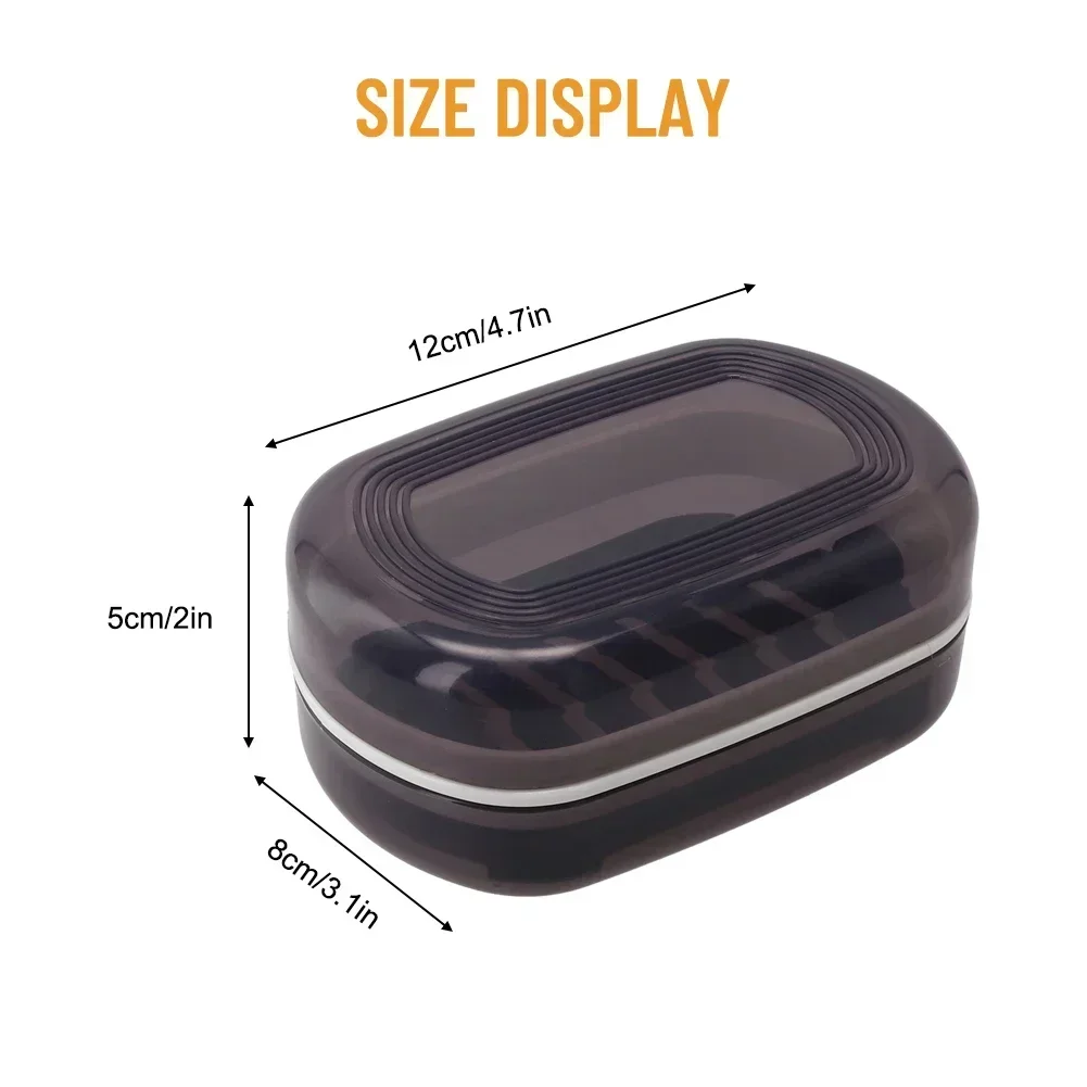 1pc Soap Box With Lid Travel Reusable Dish Holder Container Soap Case Bathroom Accessories PP Double Layer Drainage Net Handle 4