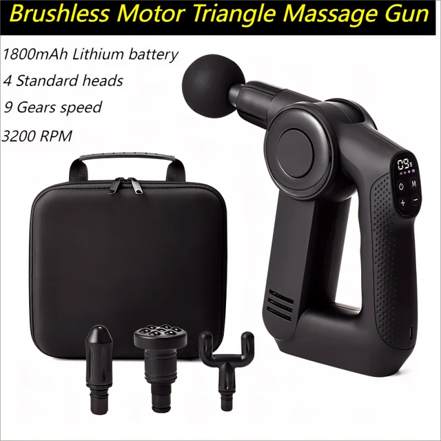 12 Heads 6 Gears 4 Modes Professinal Bally Total Fitness Massage Gun Small Golden Triangle Long Standby Bobbito Massage Gun