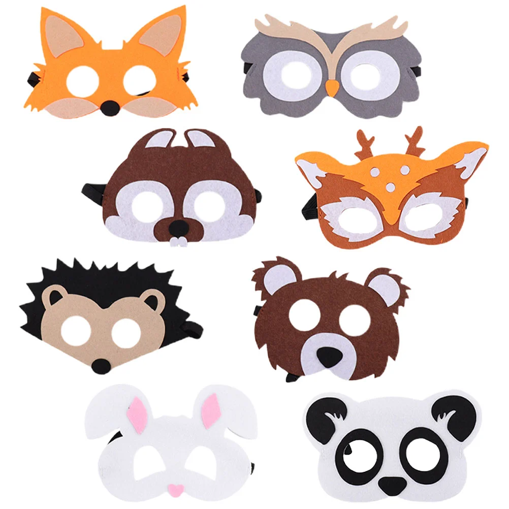 

8 Pcs Animal Felt Mask Masquarade Masquerade Multicolor Masks Party Gift Halloween Costumesation Cloth Halloween Cartoon