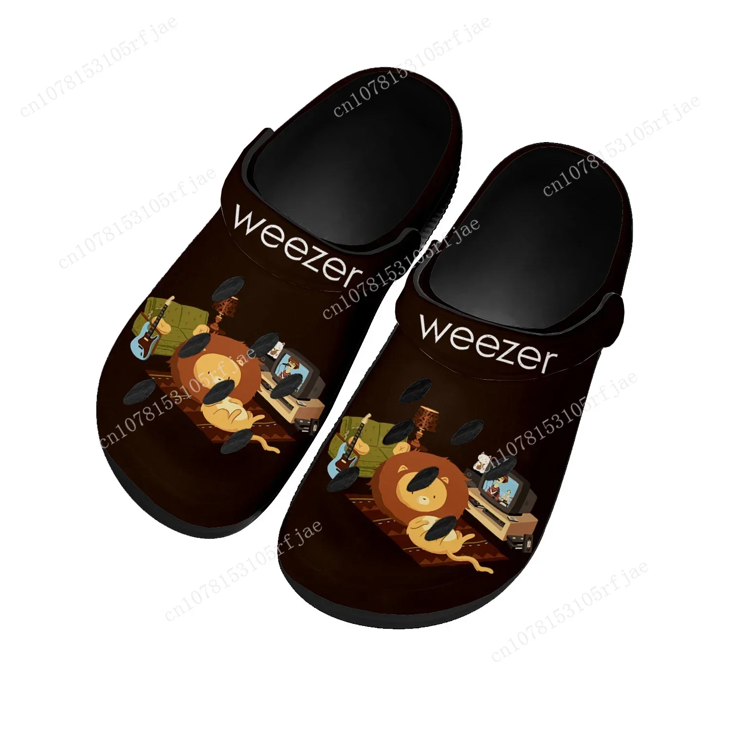 Weezer Pop Rock Band Home Clogs Custom Water Shoes Mens Womens Teenager Shoe Garden Clog Breathable Beach Hole Slippers Black