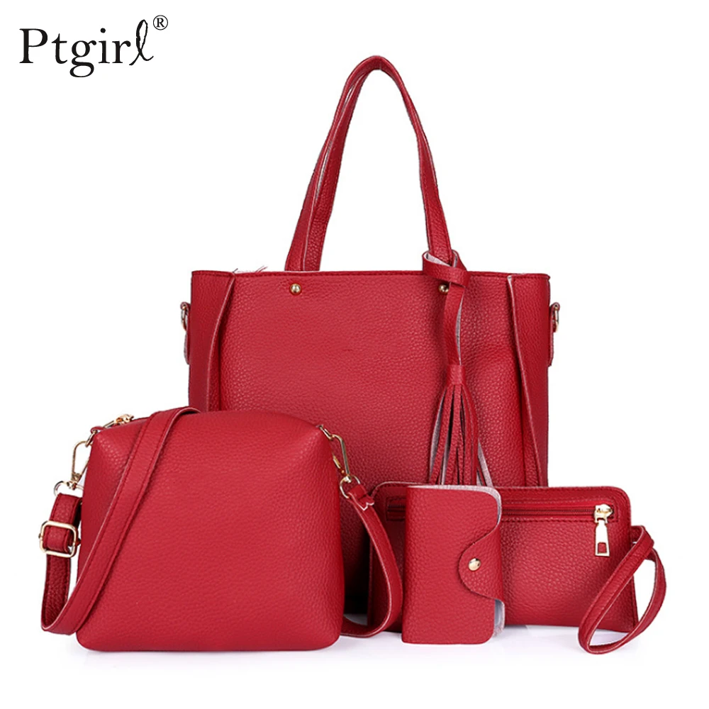 

Woman Bag 2023 New Fashion Four-Piece Shoulder Bag Set Messenger Bag Wallet Handbag Bolsa Feminina Luxury Girls Messenger Bag