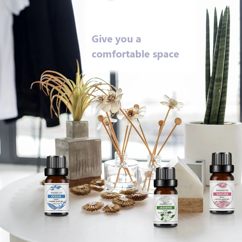 1pc 10ml Natural Plant Essential Oils Fragrance Lavender Coconut Lemon Jasmine Rose Sandalwood Diffuser Humidifier Scent
