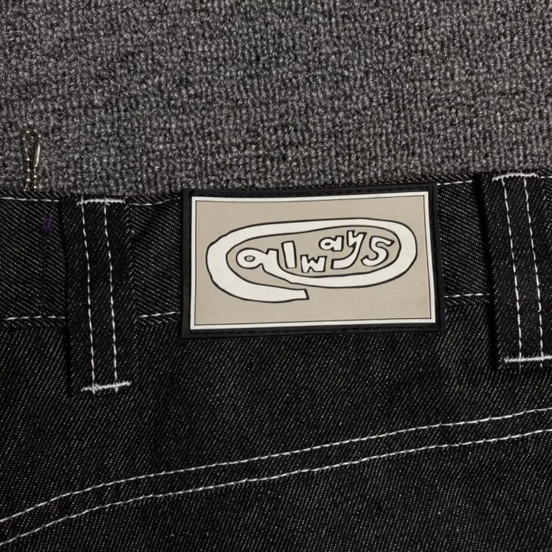 New Always Jeans High quality Printed Embroidery Straight Jeans Black Pants Men Jeans Printing Trend Street Wear AlwaysJeans Men 4