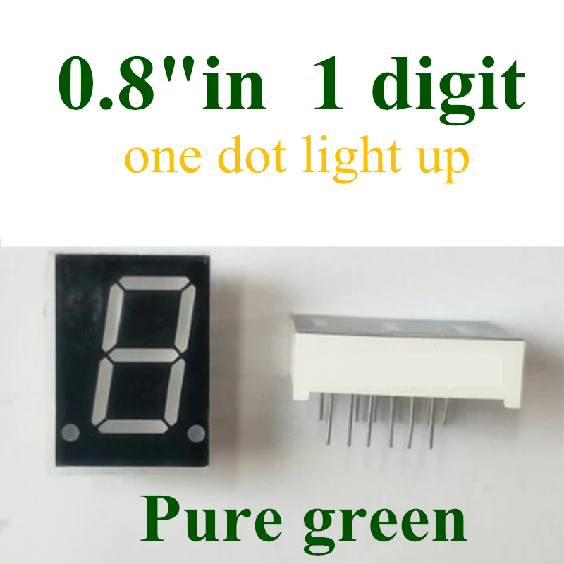 

20PCS 7 Segment PURE LED Display 27.7*20*10MM Nixie tube 0.8 inches 1 Bit Digital Tube Common Anode(one dot)