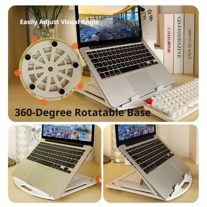 접이식 및 높이 조절 가능한 노트북 스탠드, 휴대용 인체공학적 노트북 360도 회전 물체 고정 높이 조절 스탠드