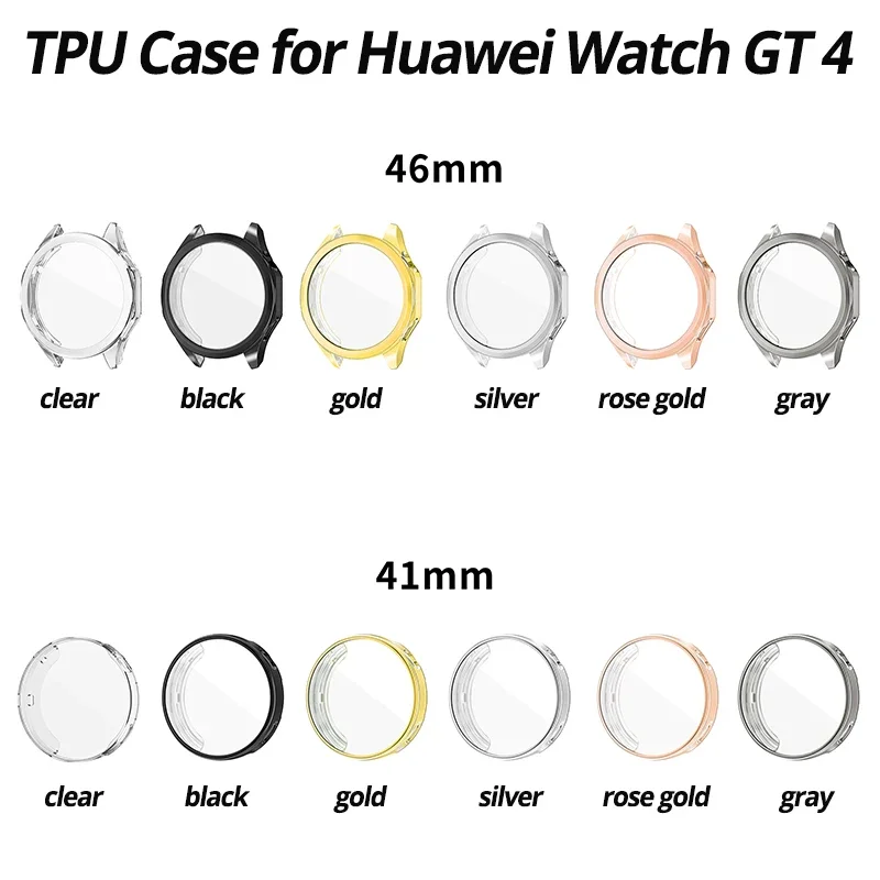 50pcs TPU Silicone Screen Protector Bumper Cases for Huawei Watch GT 4 - Full Coverage