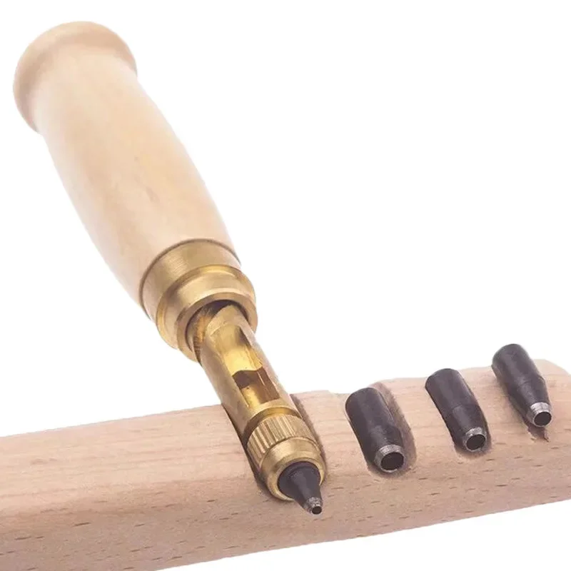 Belt Punching Kit 1.5/2/2.5/3/3.5/4mm Steel Replaceable Head DIY Rotating Hole Leather Puncher Leathercraft Accessories leather hole puncher round hole punch cutter set hole punch cutter set leather hole punch leather punch tool round hole punch set 6pcs