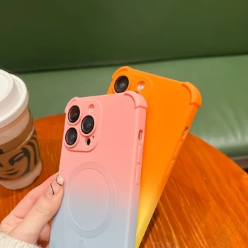 Luxury Magsafe Wireless Charge Shockproof Case For iPhone 14 13 12 Pro Max Plus Soft Magnetic Bumper Gradient Cases Cover - Image 3