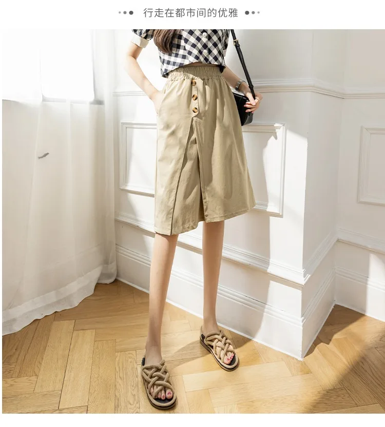 Wide-Legged Culottes Junior High School Students Summer Thin Loose Fashion Thin Casual Trousers Five-Point Shorts cute skirts