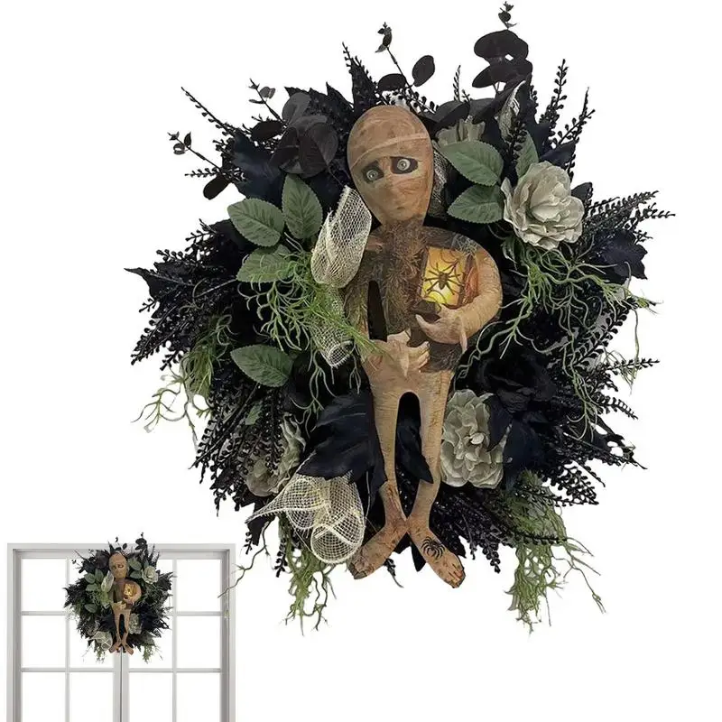 

Spider Rose Halloween Wreath Creepy Mummy Spider Wreath Garland Seasonal Decor For Haunted Houses Fireplace Front Door Gardens