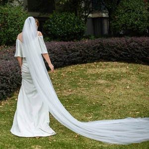 Фата свадебная NZUK Однослойная, длинная, свадебные аксессуары, 3 м или 2 м, белый/цвет слоновой кости, реальные фотографии
