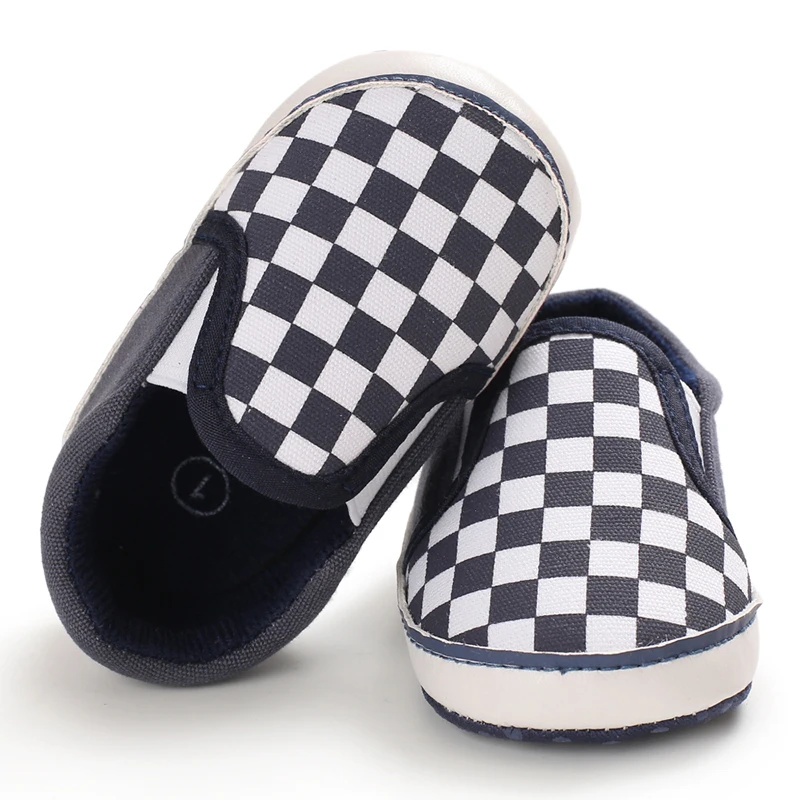 Fashion Spring and Autumn 0-1 Year Old Baby Shoes Boys and Girls Checkered Print Canvas soft sole newborn's first step in learni Se1ad8a2d5bc546868a68940be28e5a58n