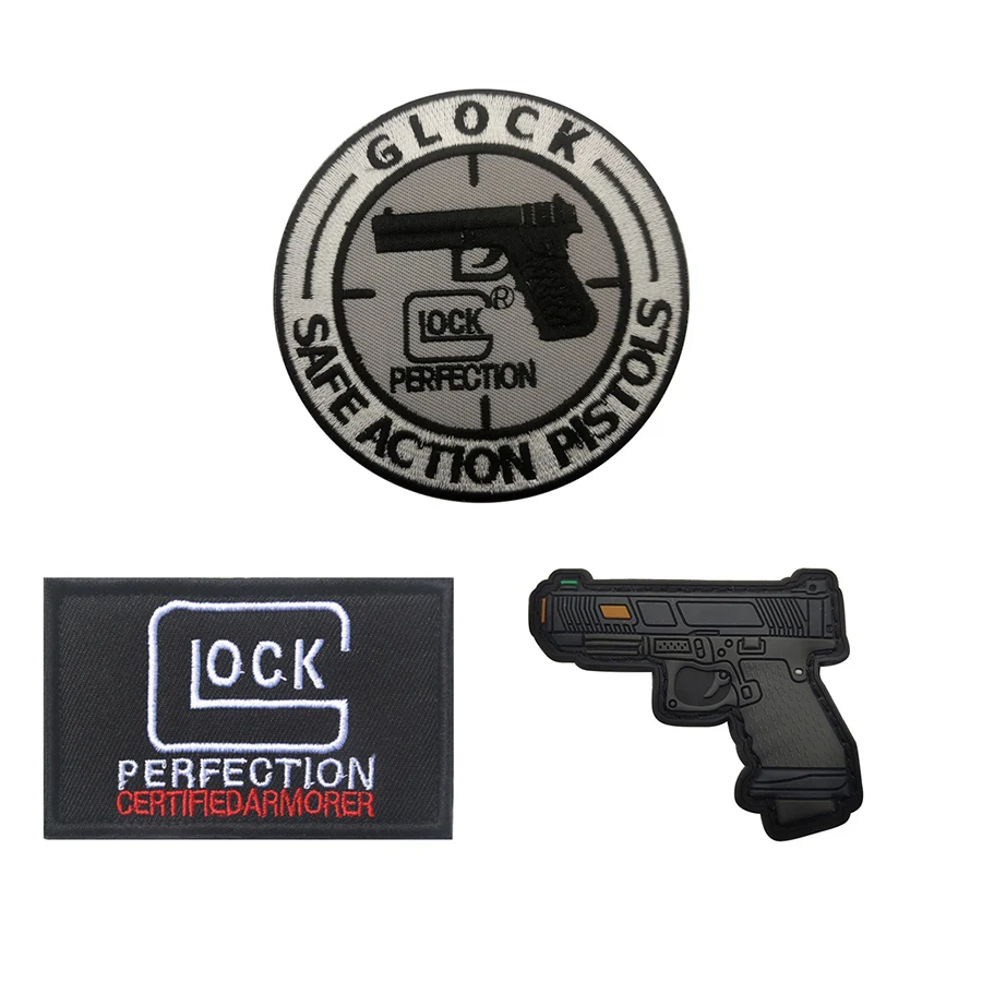 GLOCK PERFECTION Embroidered Patches Military Tactical SAFE ACTION PISTOLS  Badges Armband Applique for Clothing Hat Vest