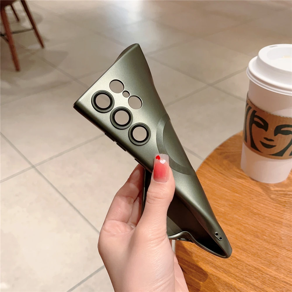 Matte Magnetic Wireless Charging Case with Silicone Lens Protection Cover