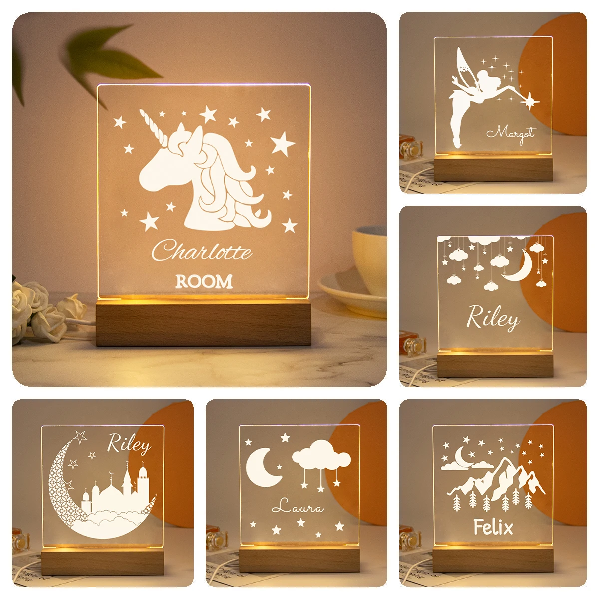 Drop Shipping Personalized Nightlight Usb Customized Name 3d Lamp