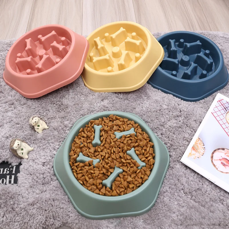 Anti-Choking Slow Food Bowl para Pet, Dog Feeder, Cat Basin, Anti-knock Over, Tamanho Pequeno e Médio