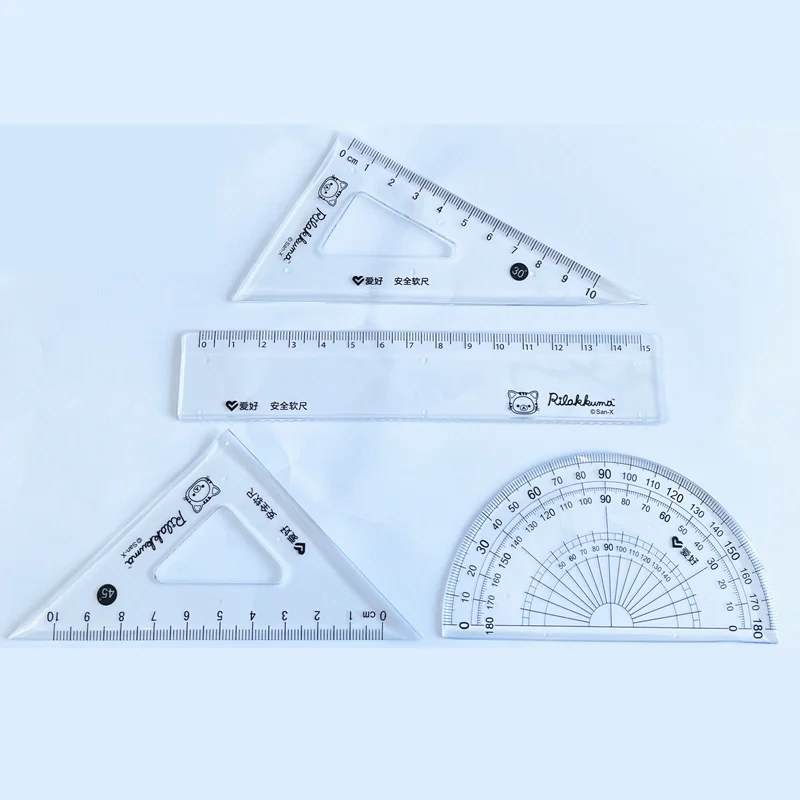 75167 Rilakkuma Soft Ruler Set mathematical rulers set Geometry Maths Square Degree Triangle Stationery Angle Rulers for School Supplies