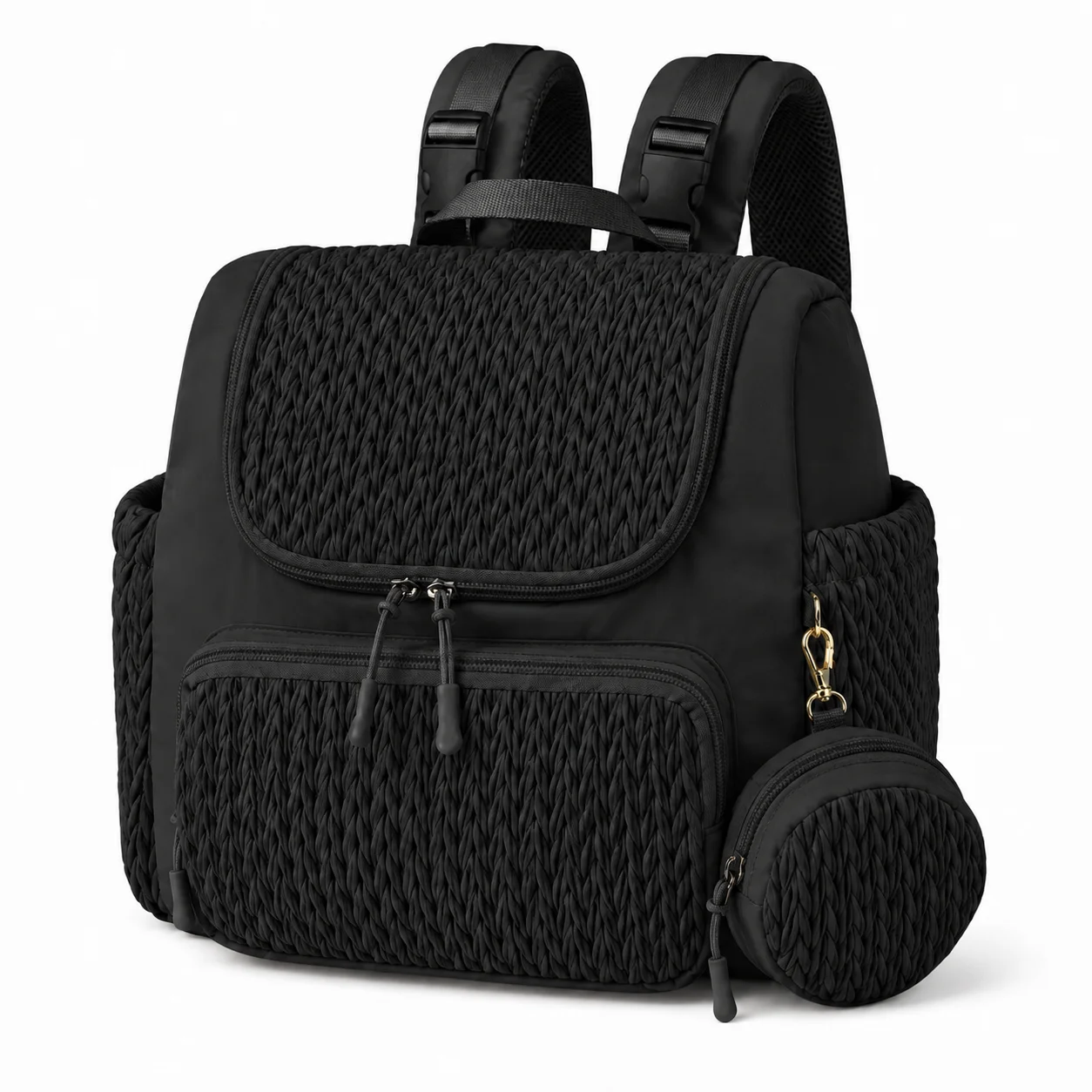 Fashion Woven Diaper Backpack Large Capacity Baby Bag with Stroller Straps Waterproof Multi Pocket Maternity Travel Backpack for - 4