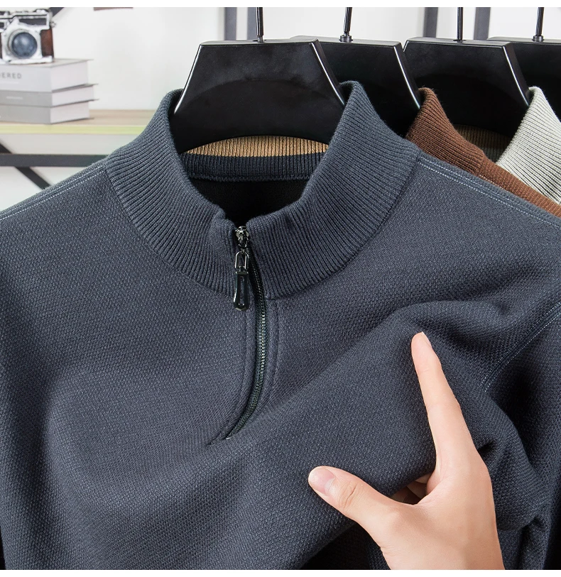 Zipper Fleece-lined Men's Sweater 3