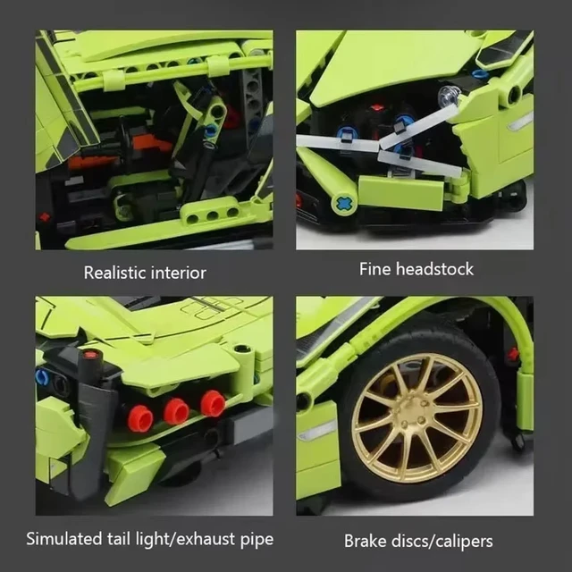 New 1280Pcs Technical Building Blocks Racing Car Model Remote Control Electric RC Car Version Optional Construction Toys For Boy 3