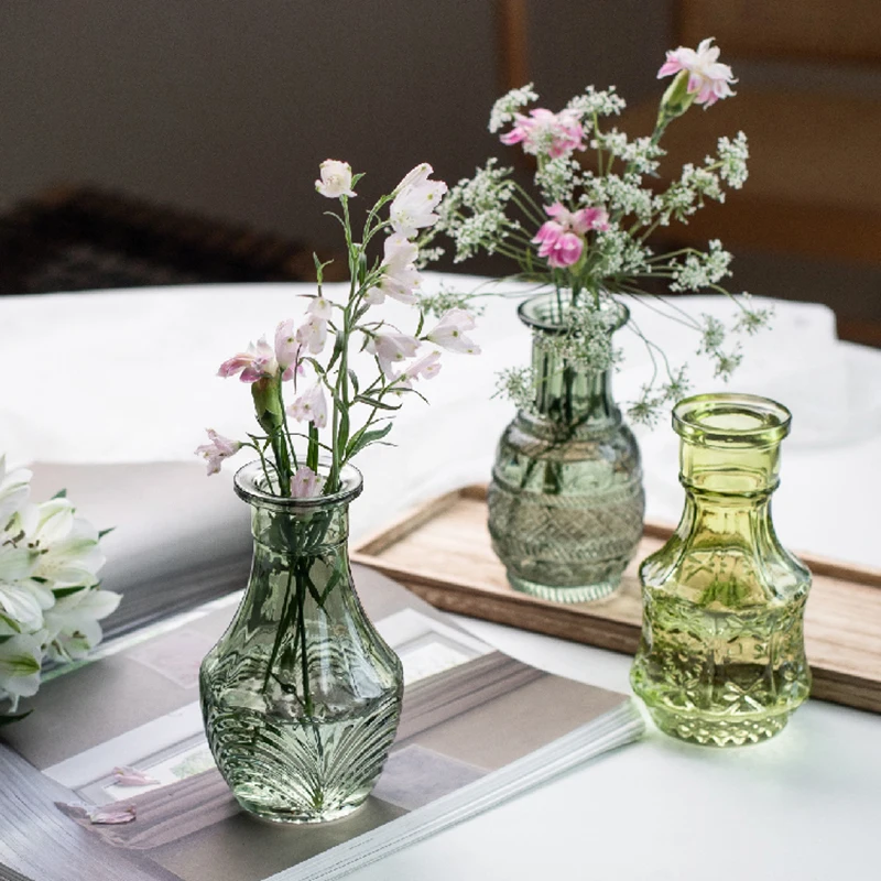 Glass Bud Vase Set of 4 Tabletop Centerpiece Vase For Home Indoor Decoration Unique Wedding Housewarming Gift Vases For Flowers 2