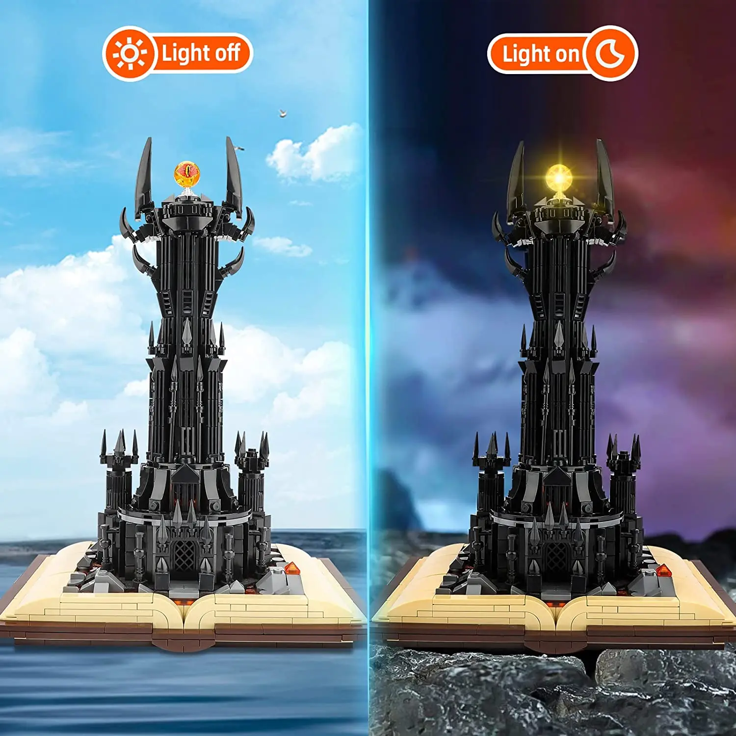 The Rings Orthanc 다크 타워 건설자 마법의 성 빌딩 블록, 거리 전망 벽돌 장난감, 소년 소녀 크리스마스 선물