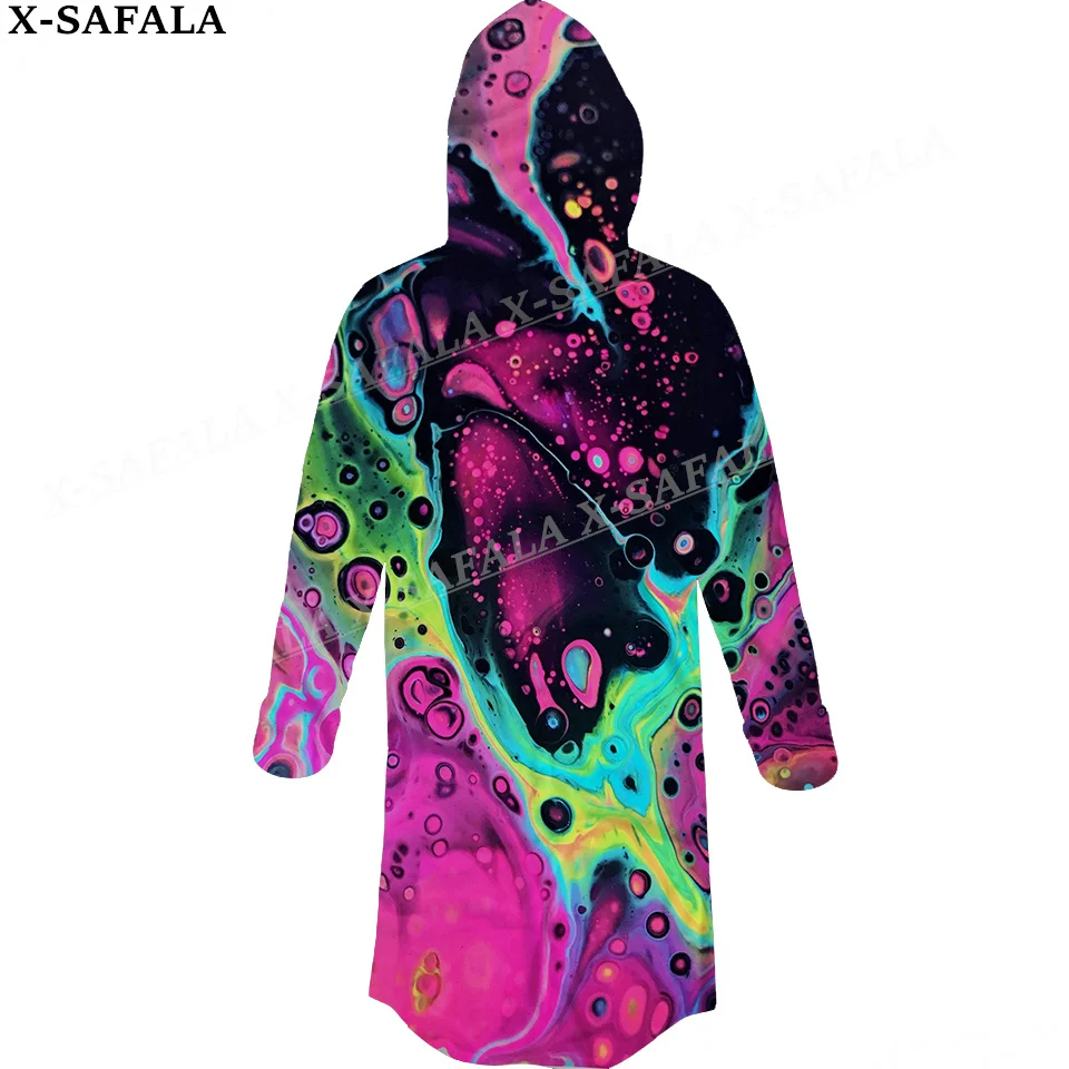 

Hippie Psychedelic Colorful Trippy Print Thick Warm Hooded Cloak Men Overcoat Coat Windproof Fleece Cape Robe Hooded Blanket-9