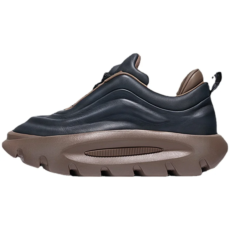 

European Space Stroll Trend Shoes Design Genuine Leather Elevated Shoes Breathable Casual Sports Shoes Thick Soles Shoes for Men