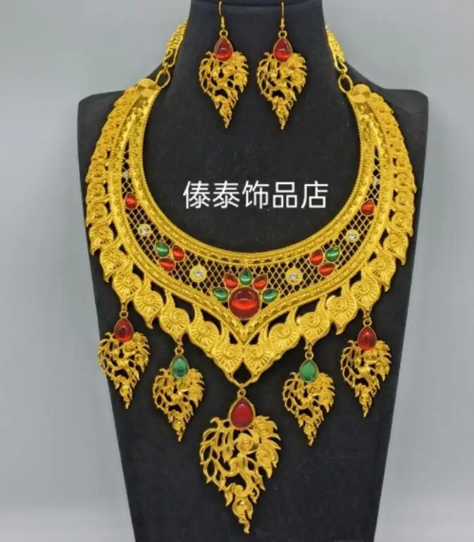 

Традиционное тайское ожерелье, женские праздничные сценические украшения, золотой цвет