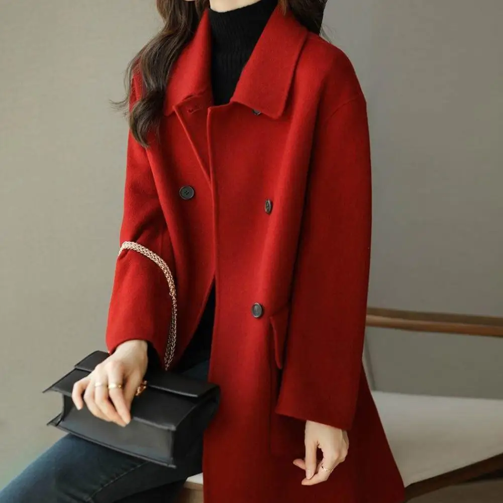 Elegant with Buttons Pocket Design Women Winter Outwear Mid-Long Coat Party Favor Washable Women Outwear for Daily Wear 433mhh 3 buttons car remote key with id48 chip 4d0837231n for audi a2 a3 a4 a6 a8 tt 2002 2004 keyless entry systems