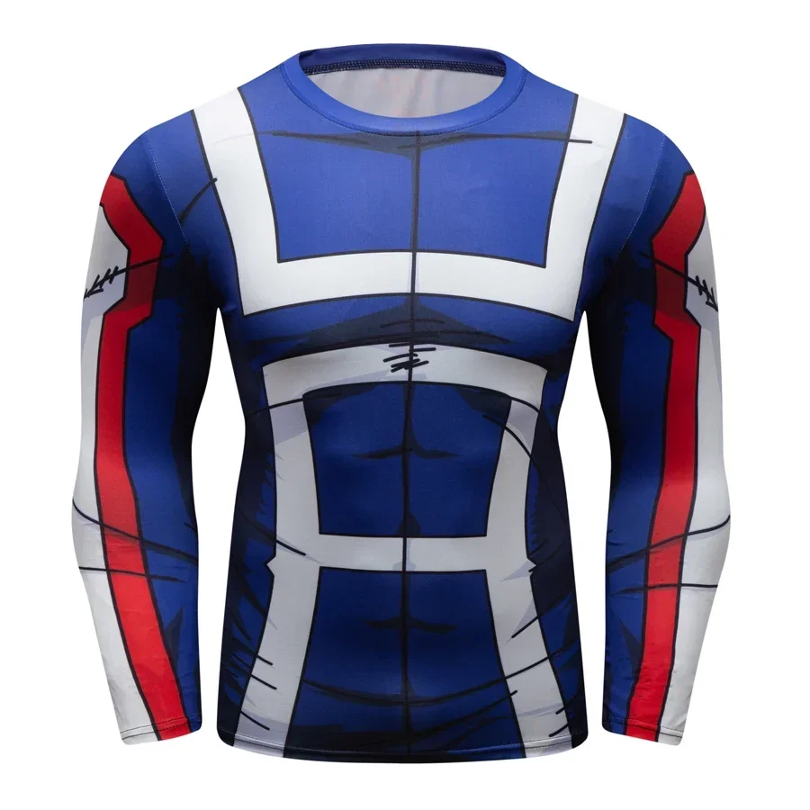 Économie College en 3D Anime pour hommes, chemises de compression, t-shirts à manches longues, t-shirts de fitness, t-shirt 2
