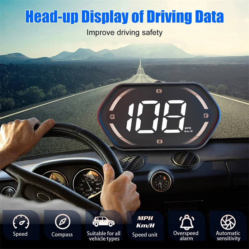 Display HUD G22 GPS per auto, tachimetro digitale, proiettore, accessori elettronici per auto, bussola, indicatore HUD - immagine 4