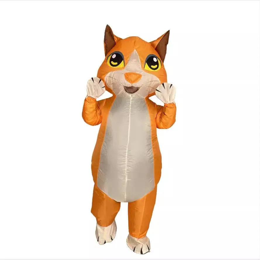 Simpatico costume gonfiabile della mascotte del gatto arancione