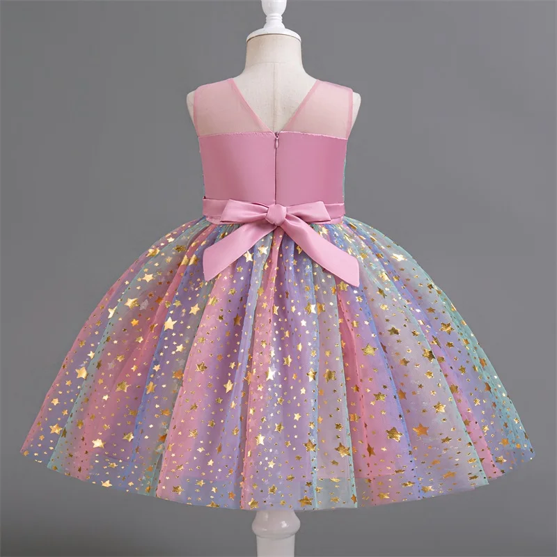 Girls Dress Rainbow Unicorn Princess Dress Cake Layers Tutu Prom Gown for Kids Wedding Evening Formal Party