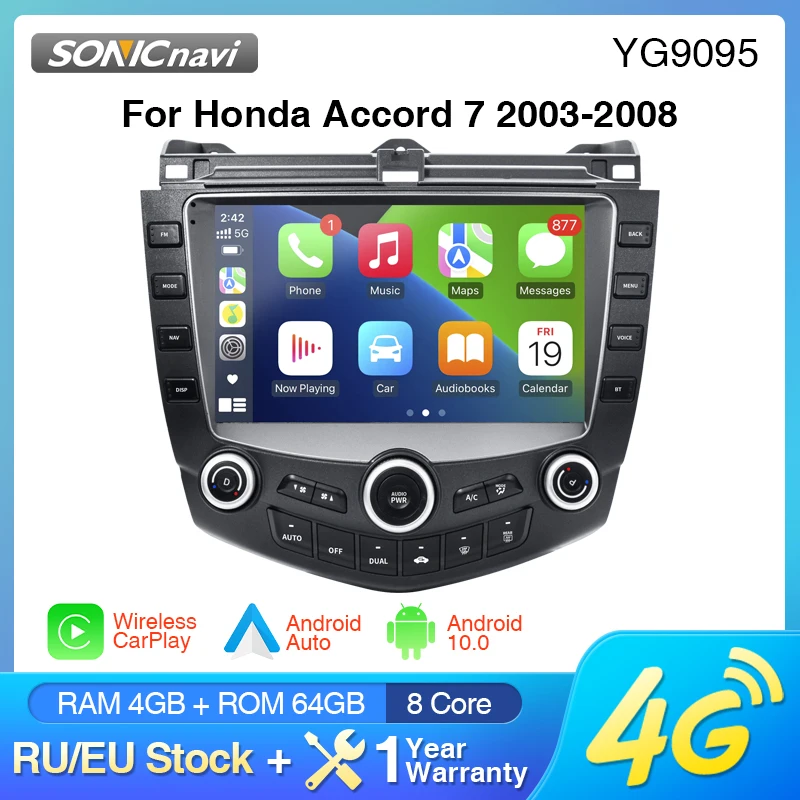 

Car Radio 9 Inch Android 10.0 For Honda Accord 7 2003-2007 Stereo Multimedia Player Carplay Android Auto WIFI Bluetooth GPS Navi