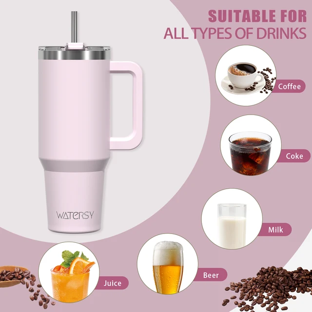 Tasse thermique en acier inoxydable 30/40oz, avec poignée et paille, tasse isolée de grande capacité, gobelet à Double vide pour voiture 6