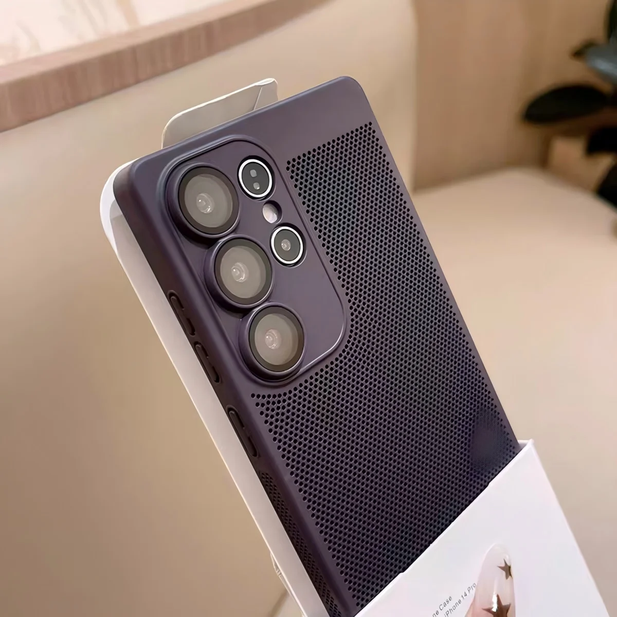 Enhanced Heat Dissipation Breathable Phone Case with Lens Protection and Solid Color