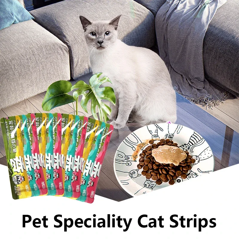 Pet Food Cat Strips Raw Bone Meat Nutrition Flavorful Tuna Fish Oil Multi Flavor Cats Wet Food Replenishment Moisture Pet Snacks