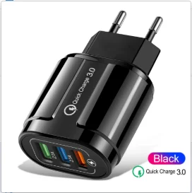 18W 3포트 USB 충전기 퀵차지 3.0 충전 어댑터 EU US 플러그 아이폰 삼성 샤오미 화웨이 멀티 포트 폰 충전기