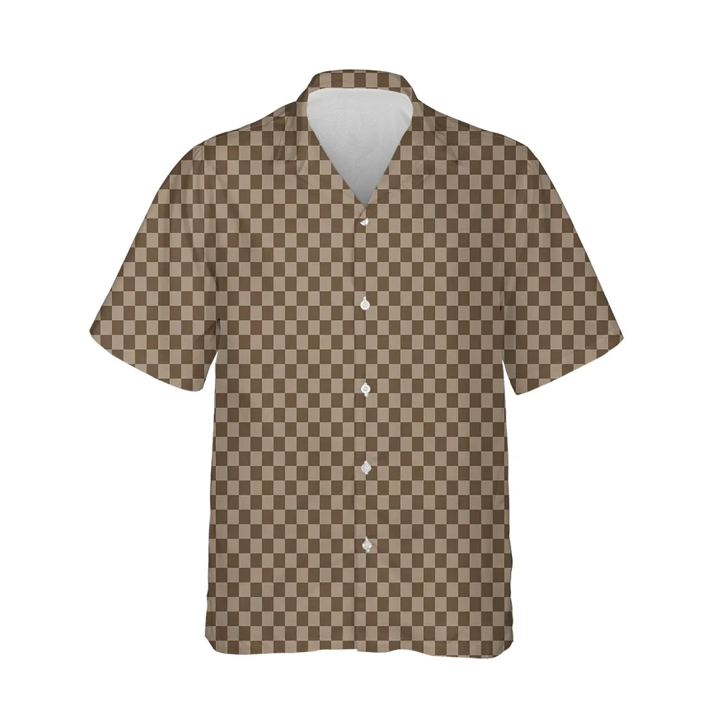 Jumeast New 3D Men's Clothing Summer Plaid Shirts For Men Casual Mens Hawaiian Shirt Short Sleeve Oversized Breathable Blouses
