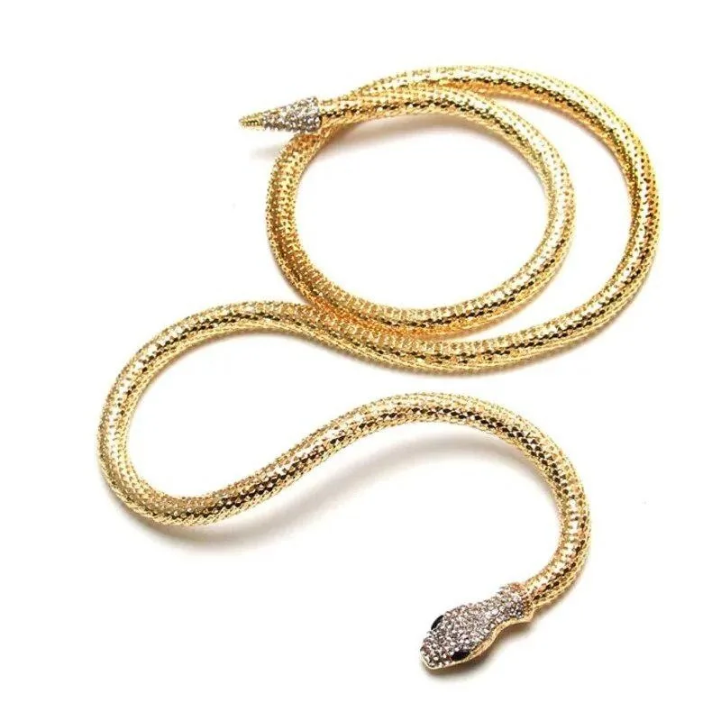 Fashion Collier Femme Jewelry Full Rhinestone Accessories gold silver Crystal Snake long Pendant Necklace