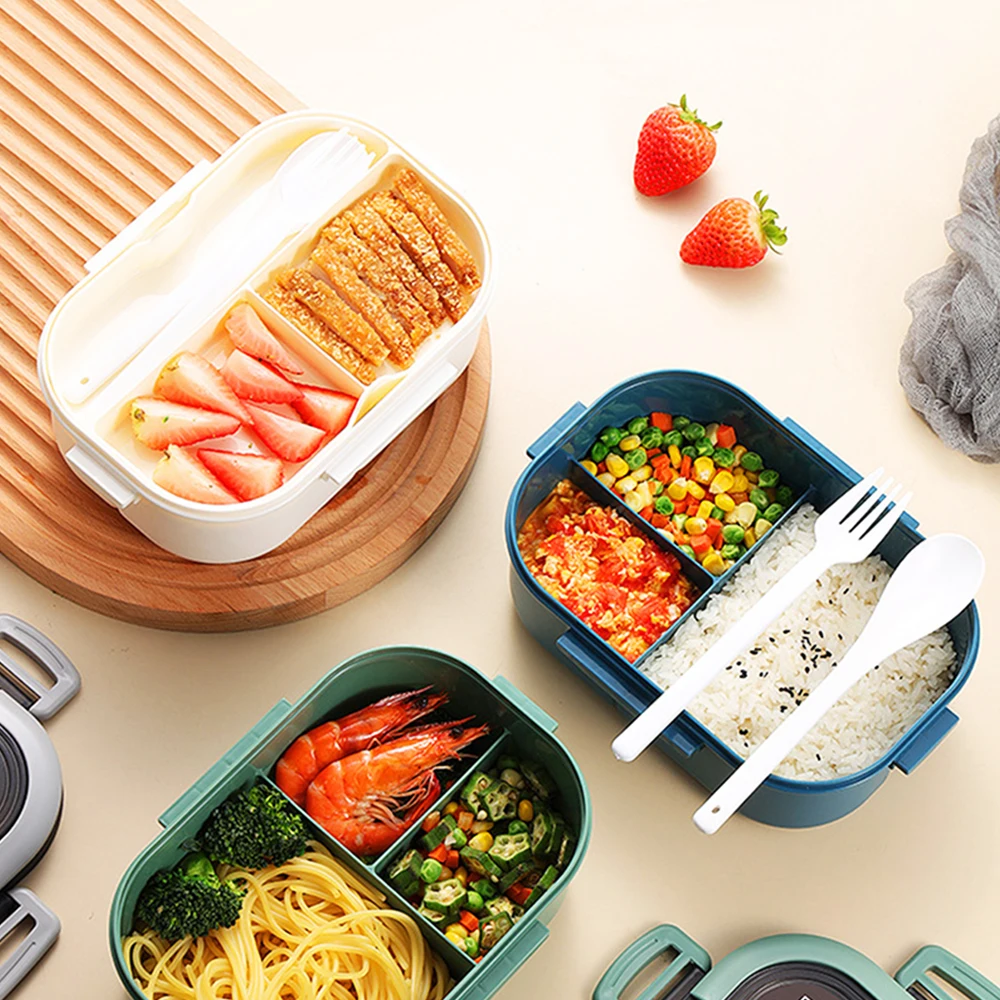 1pc Microwave-Safe Divided Lunch Box with Spoon for Office Workers and  Teens - Perfect for Back-to-School Lunches - AliExpress