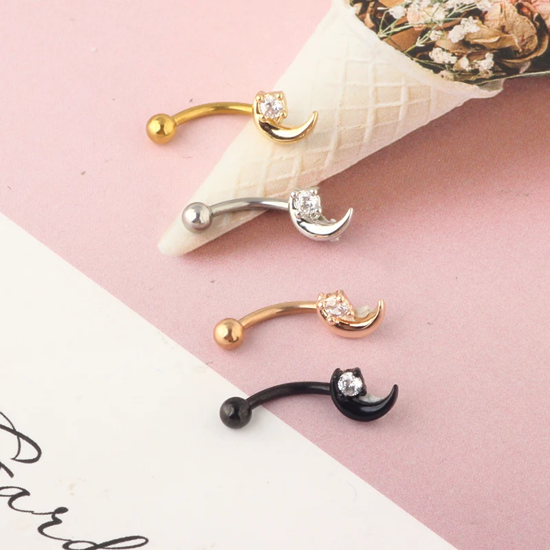 16G Stainless Steel Rook Daith Earrings for Women Belly Lip Ring Cartilage Tragus CZ Body Piercing Curved Barbell Eyebrow Rings