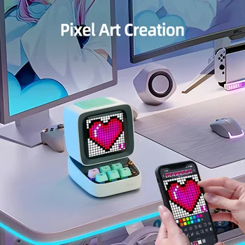 Divoom Ditoo-Pro bluetooth desktop bluetooth speaker portable kids lametric time clock pixel art retro  gaming room alarm clock 3