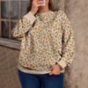 Women's Bohemian Long Sleeve round Neck Sweatshirt Large Size Autumn Winter New Style Cross-Border Sweet Fresh Style Pullover