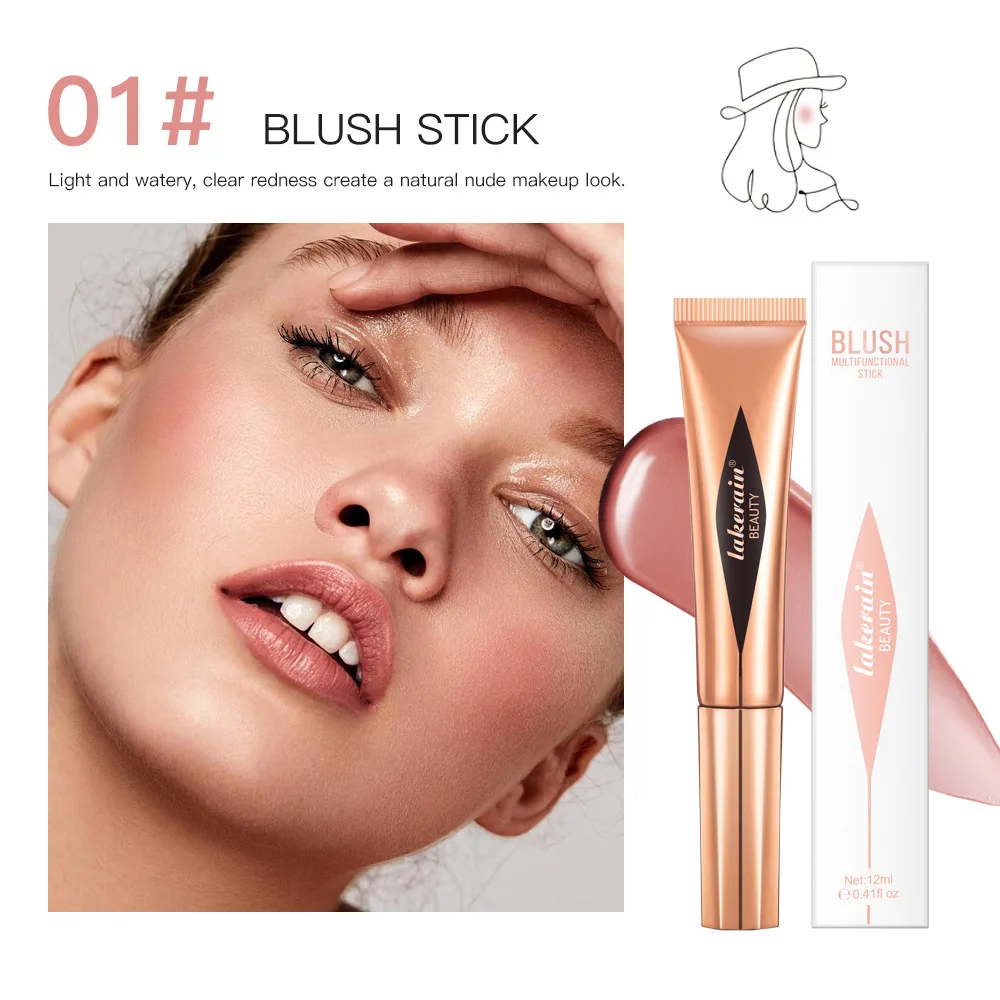 

Soft Cream Blush Makeup Liquid Blush for Cheeks Weightless Long-Wearing Smudge Proof Natural-Looking Peach Pink Blusher Stick